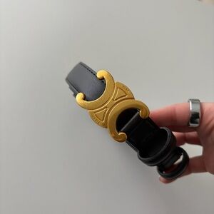 Celine Black Leather Bracelet with Gold Hardware